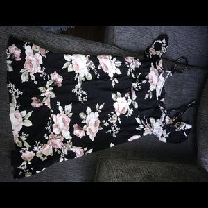 Off the shoulder black flower dress